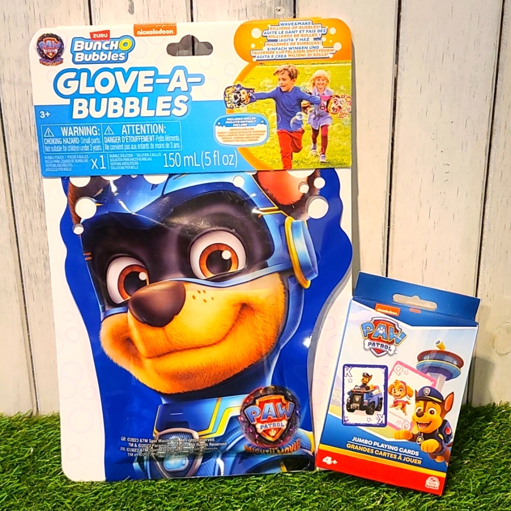 PAW PATROL SET playing cards & Glove a bubbles outdoor fun. NWT NIB